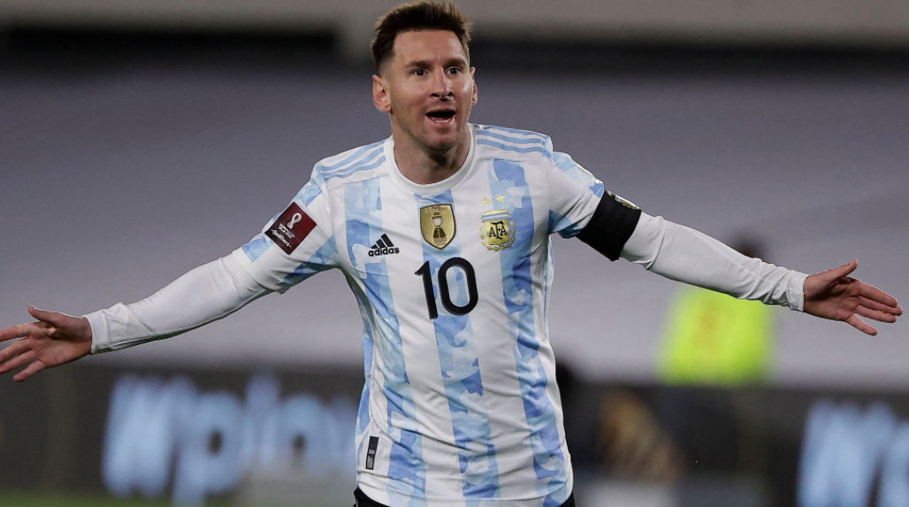 Lionel Messi celebrates during 2022 World Cup qualifier against Bolivia